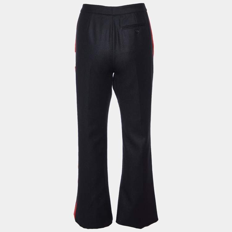 Pre Owned Alexander McQueen Black Wool Side Striped Flared Trouser M