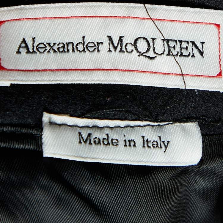 Pre Owned Alexander McQueen Black Wool Side Striped Flared Trouser M