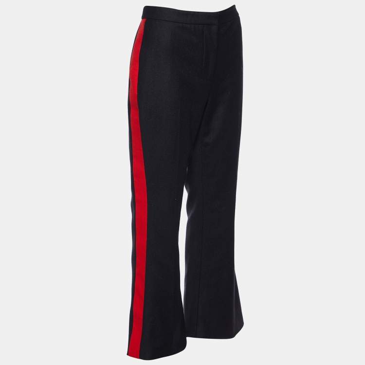 Pre Owned Alexander McQueen Black Wool Side Striped Flared Trouser M