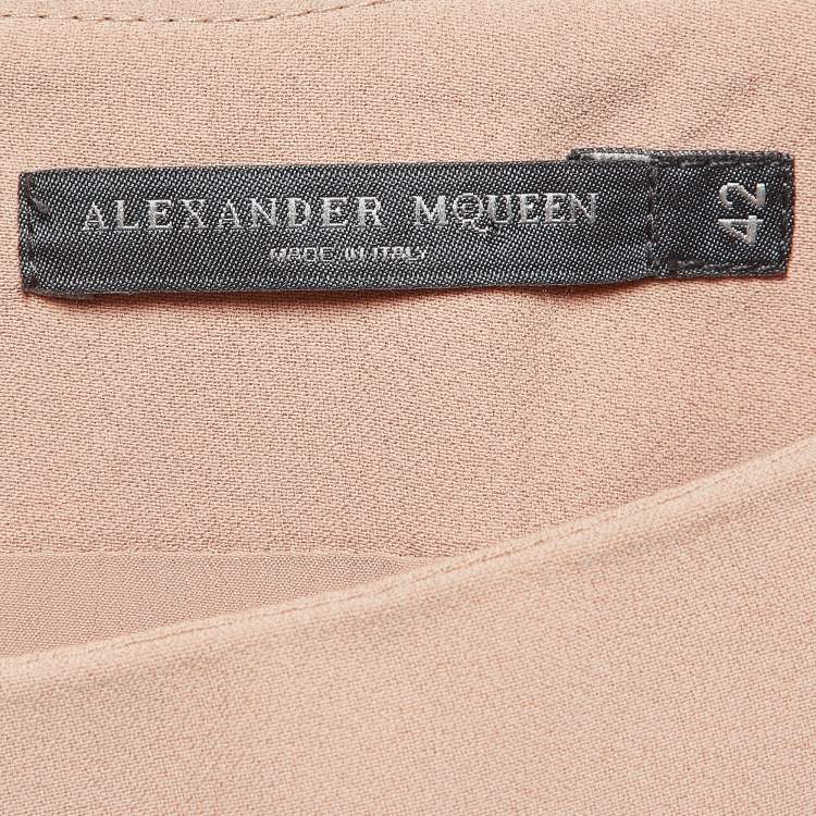 Pre Owned Alexander McQueen Beige Crepe Ruffle Mini Skirt M