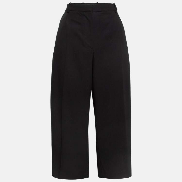 Pre Owned Alexander McQueen Black Wool Cropped Formal Trousers S