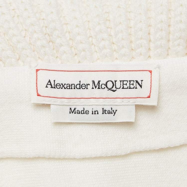 Pre Owned Alexander McQueen White Wool Peplum Jacket M