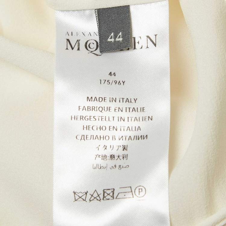 Pre Owned Alexander McQueen Off White Buttoned Front Ruffled Top M