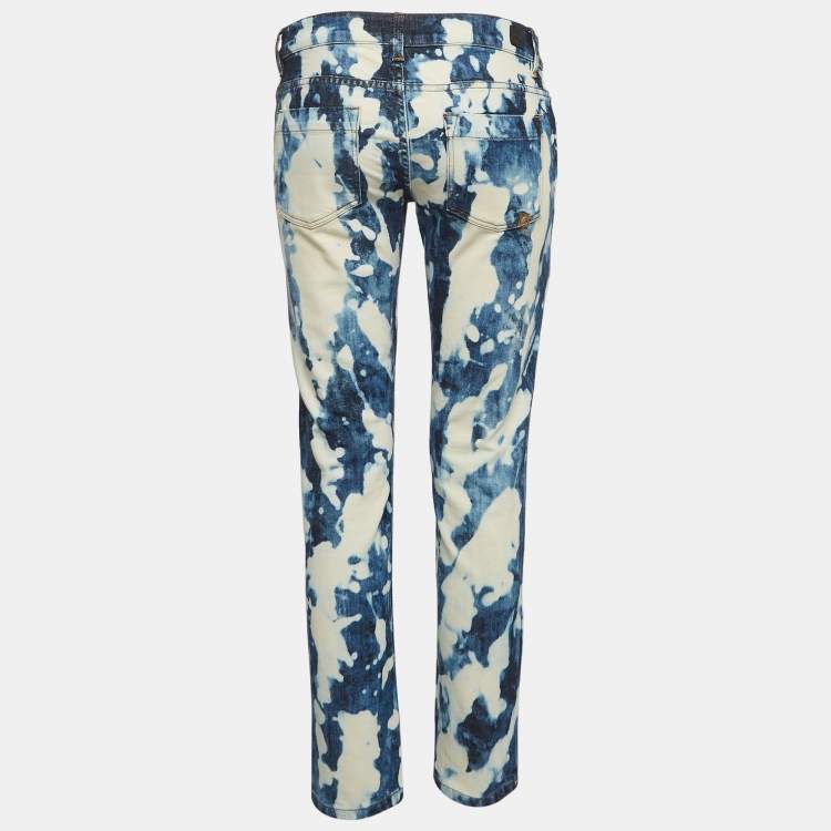 Pre Owned Alexander McQueen Blue Bleached Effect Denim Jeans S Waist 26"