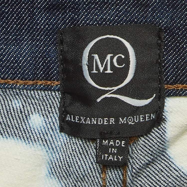 Pre Owned Alexander McQueen Blue Bleached Effect Denim Jeans S Waist 26"