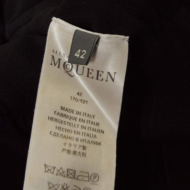 Pre Owned Alexander McQueen Black Silk Ruffled Mini Dress M