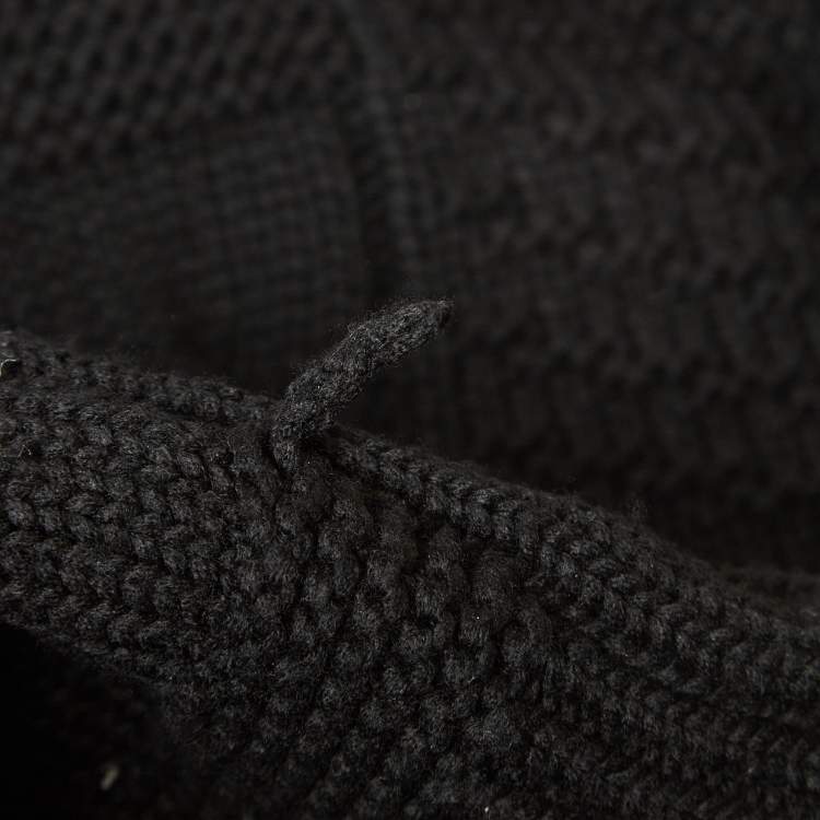 Pre Owned Alexander McQueen Black Patterned Wool Blend Buttoned Front Sweater L