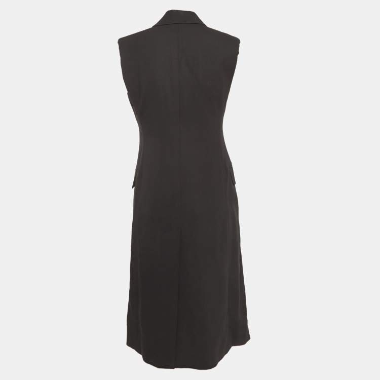 Pre Owned Alexander McQueen Black Gabardine Double Breasted Vest Coat M
