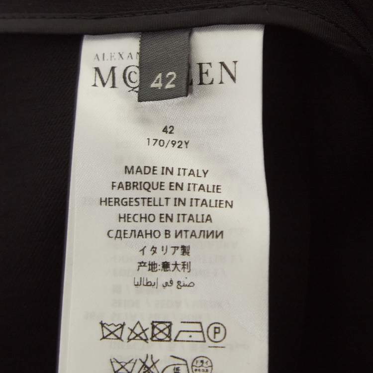 Pre Owned Alexander McQueen Black Gabardine Double Breasted Vest Coat M
