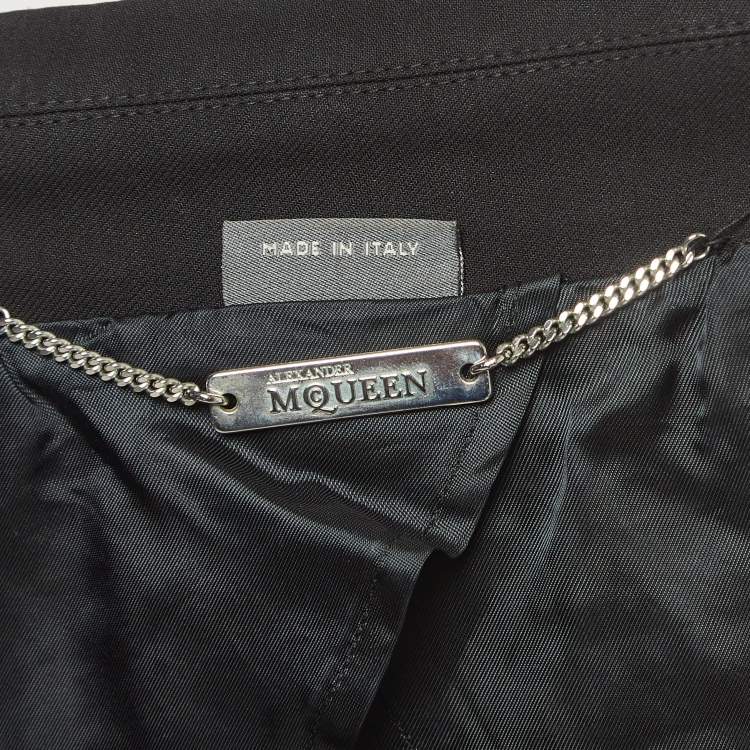 Pre Owned Alexander McQueen Black Gabardine Double Breasted Vest Coat M