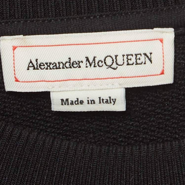 Pre Owned Alexander McQueen Black Cotton and Synthetic Flared Sweatshirt S