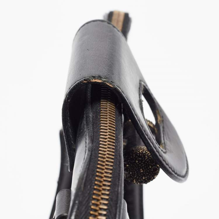 Pre Owned Alexander McQueen Black Laser Cut Leather Novak Satchel