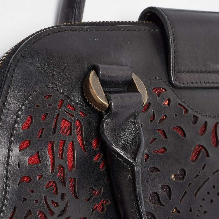 Pre Owned Alexander McQueen Black Laser Cut Leather Novak Satchel