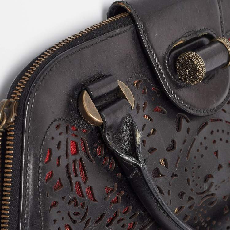 Pre Owned Alexander McQueen Black Laser Cut Leather Novak Satchel