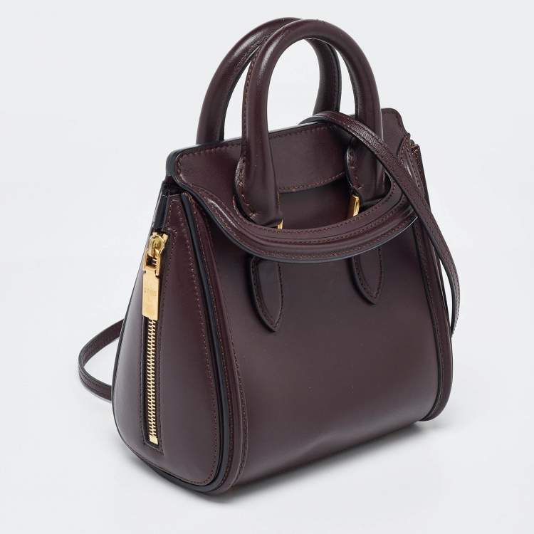 Pre Owned Alexander McQueen Dark Burgundy Leather Mini Heroine Satchel