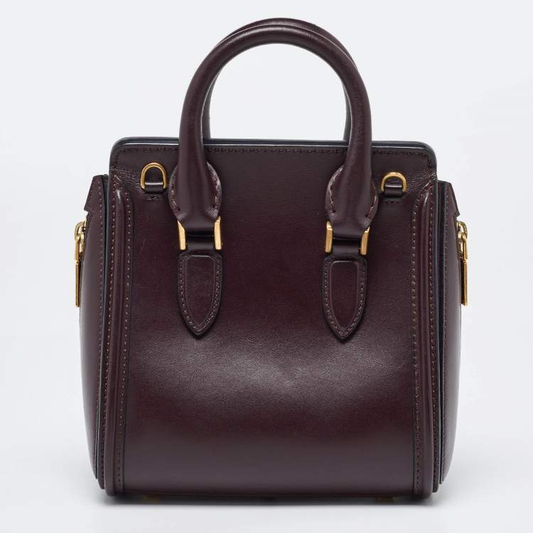 Pre Owned Alexander McQueen Dark Burgundy Leather Mini Heroine Satchel