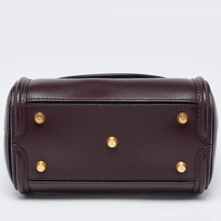 Pre Owned Alexander McQueen Dark Burgundy Leather Mini Heroine Satchel