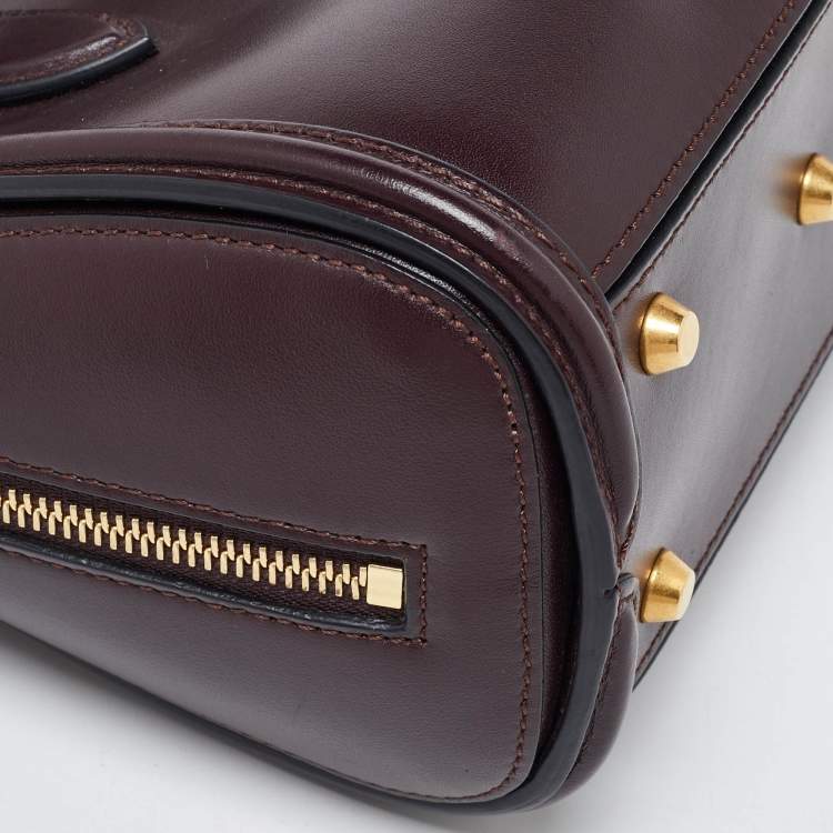 Pre Owned Alexander McQueen Dark Burgundy Leather Mini Heroine Satchel