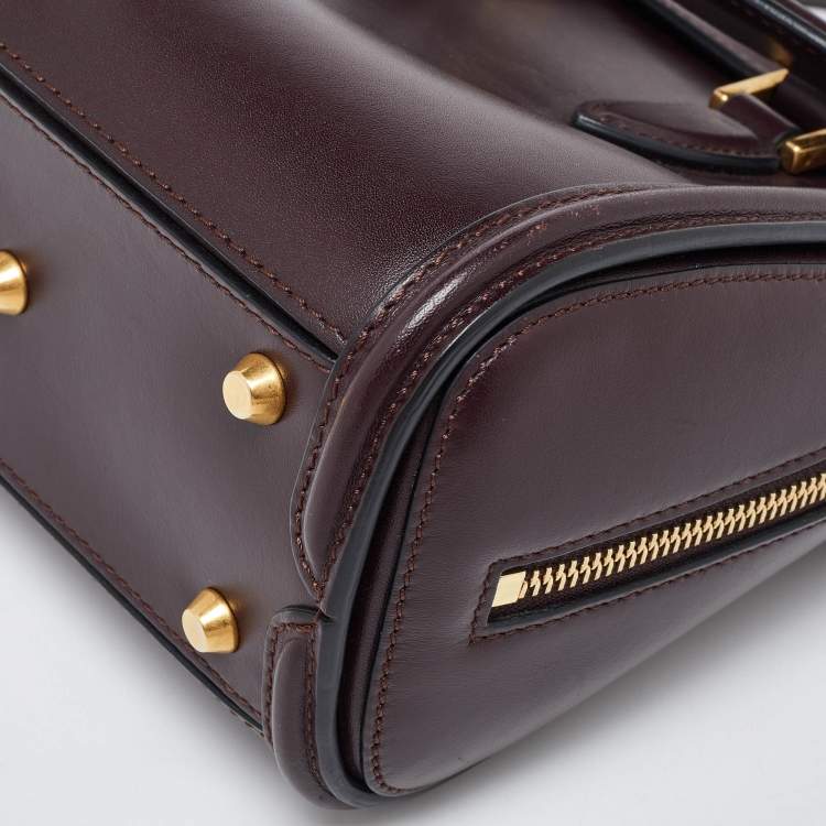 Pre Owned Alexander McQueen Dark Burgundy Leather Mini Heroine Satchel