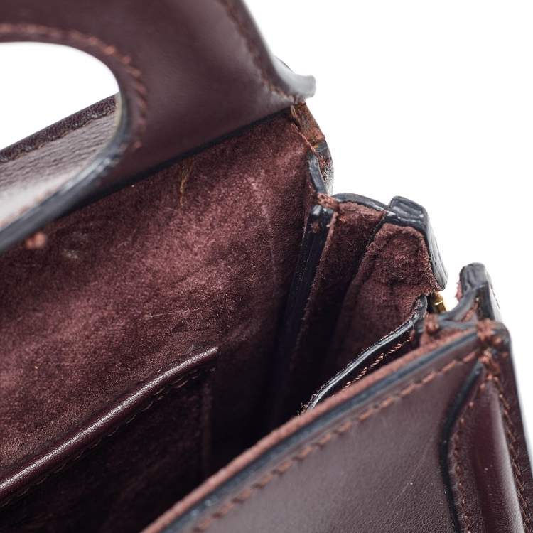 Pre Owned Alexander McQueen Dark Burgundy Leather Mini Heroine Satchel
