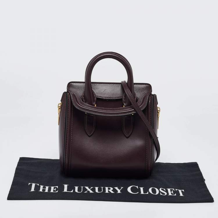 Pre Owned Alexander McQueen Dark Burgundy Leather Mini Heroine Satchel