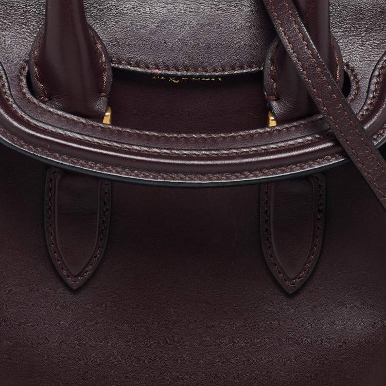 Pre Owned Alexander McQueen Dark Burgundy Leather Mini Heroine Satchel
