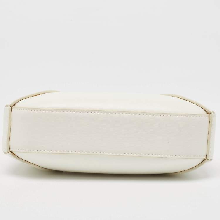 Pre Owned Alexander McQueen White Leather Mini Jewelled Hobo 