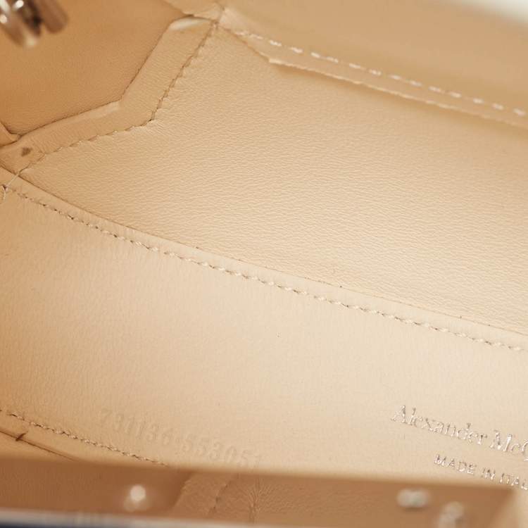 Pre Owned Alexander McQueen White Leather Mini Jewelled Hobo 
