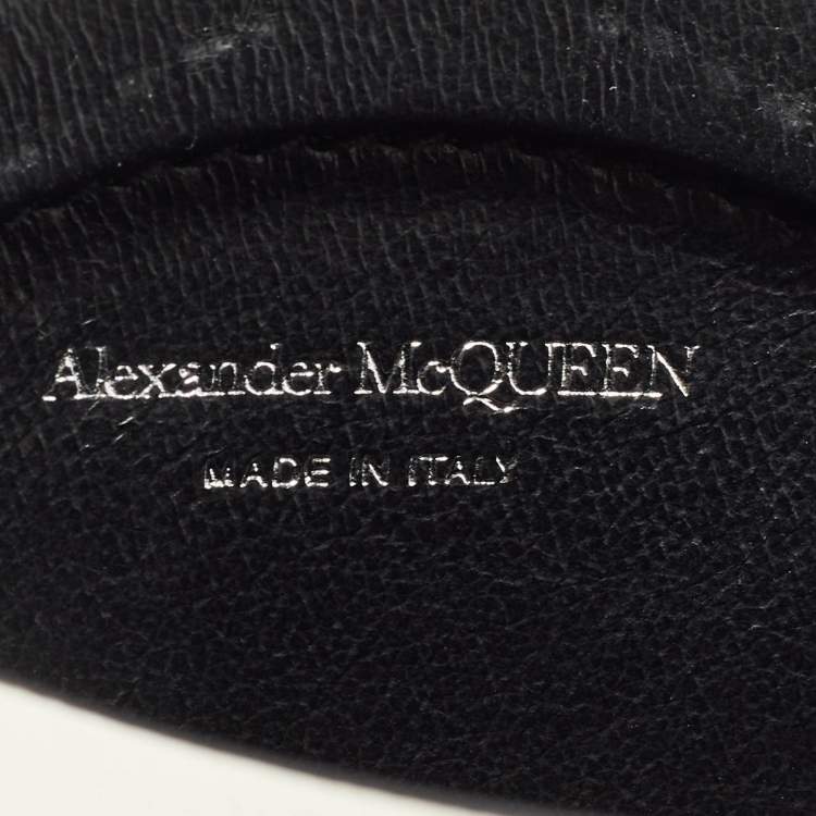 Pre Owned Alexander McQueen Black/White Leather Mini The Curve Bucket Bag