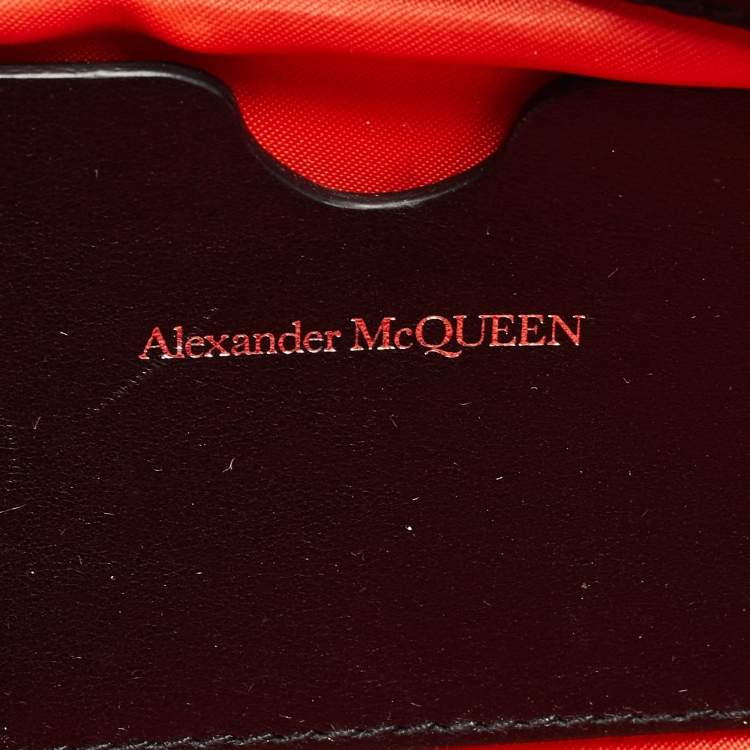 Pre Owned Alexander McQueen Black Graffiti Nylon Skull Crystals Shoulder Bag