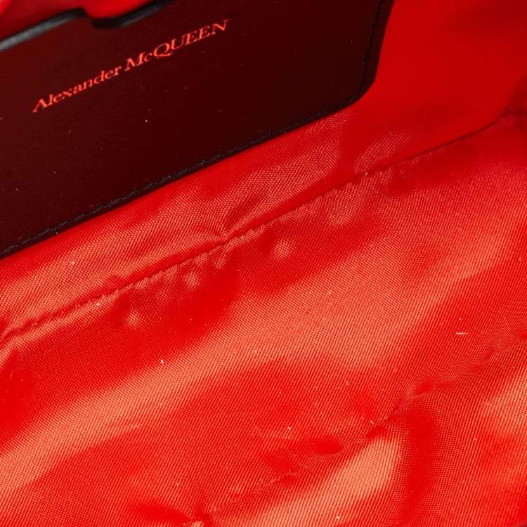 Pre Owned Alexander McQueen Black Graffiti Nylon Skull Crystals Shoulder Bag