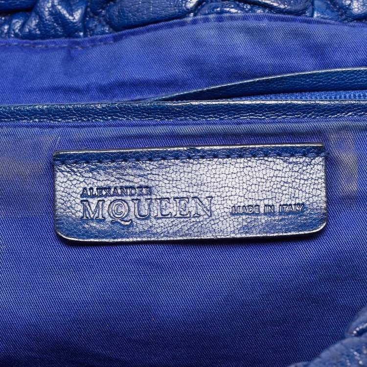 Pre Owned Alexander McQueen Navy Blue Quilted Leather Chain Flap Bag