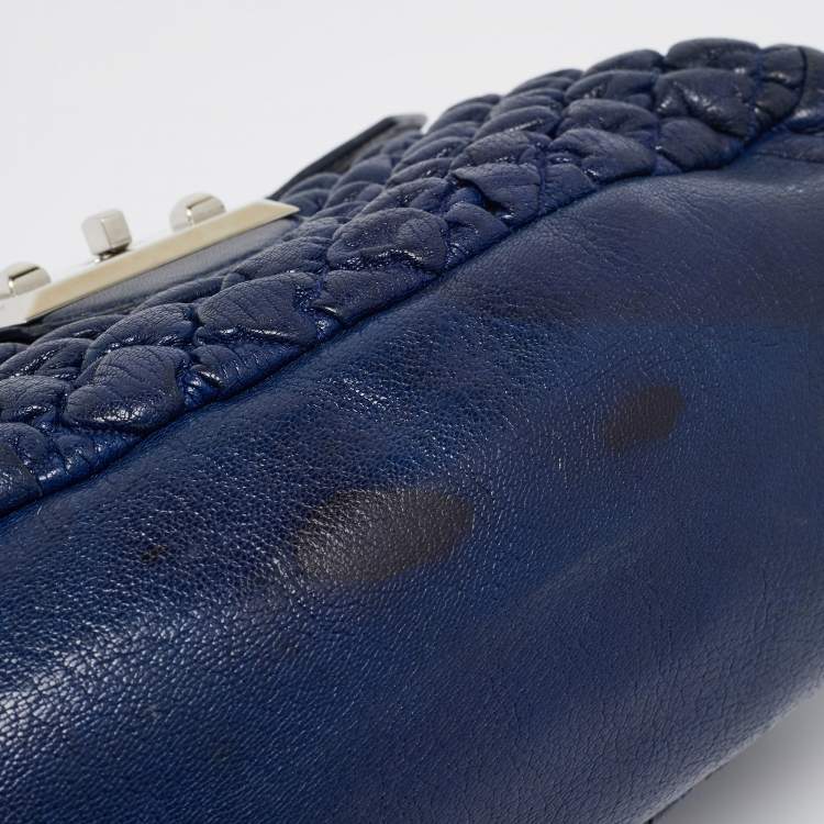 Pre Owned Alexander McQueen Navy Blue Quilted Leather Chain Flap Bag