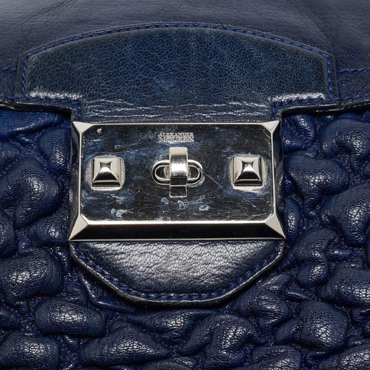 Pre Owned Alexander McQueen Navy Blue Quilted Leather Chain Flap Bag