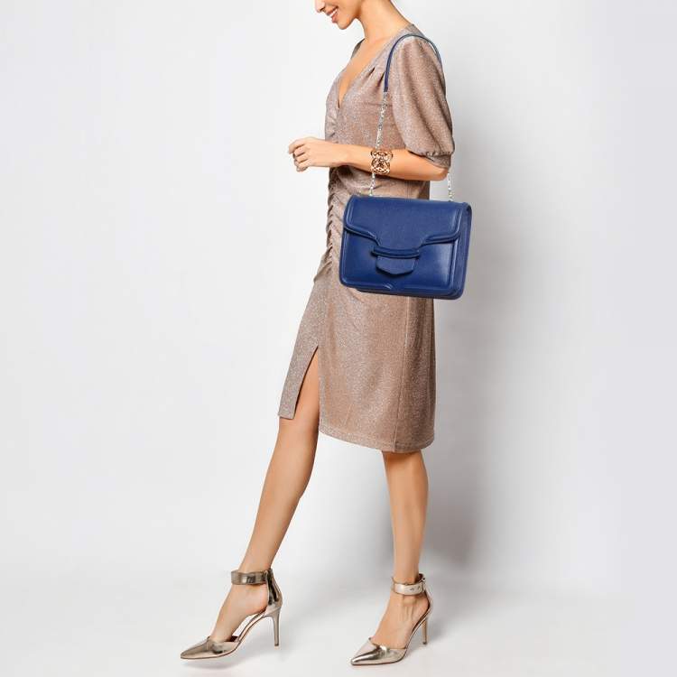 Pre Owned Alexander McQueen Blue Leather Heroine Shoulder Bag