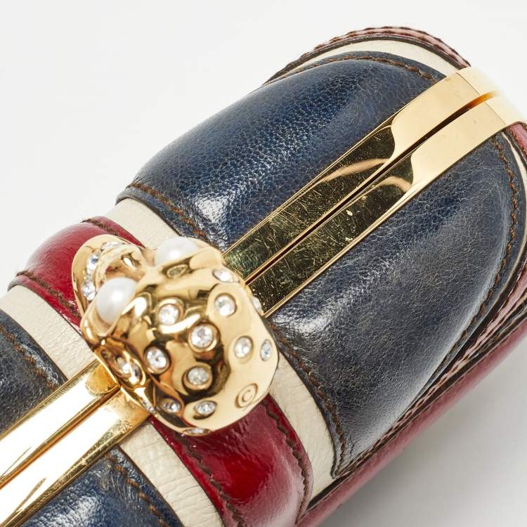 Pre Owned Alexander McQueen Multicolor Leather Britannia Skull Box Clutch