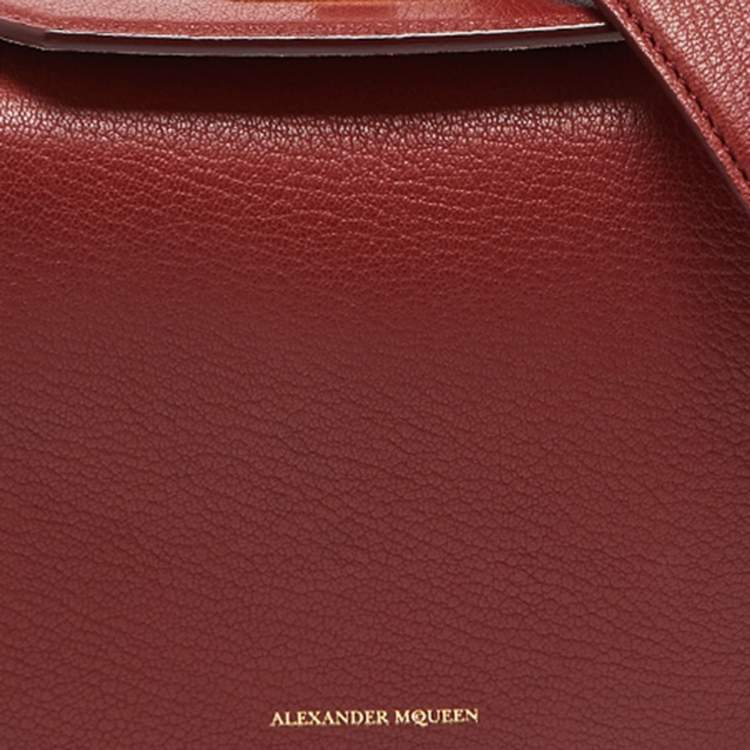 Pre Owned Alexander McQueen Brick Brown Leather Box Crossbody Bag