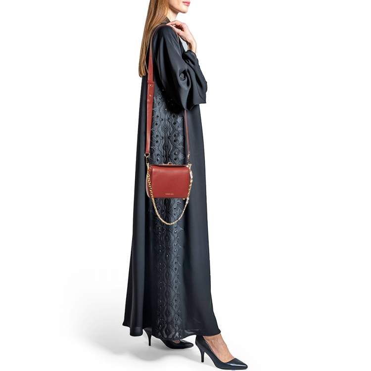 Pre Owned Alexander McQueen Brick Brown Leather Box Crossbody Bag