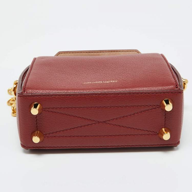 Pre Owned Alexander McQueen Brick Brown Leather Box Crossbody Bag