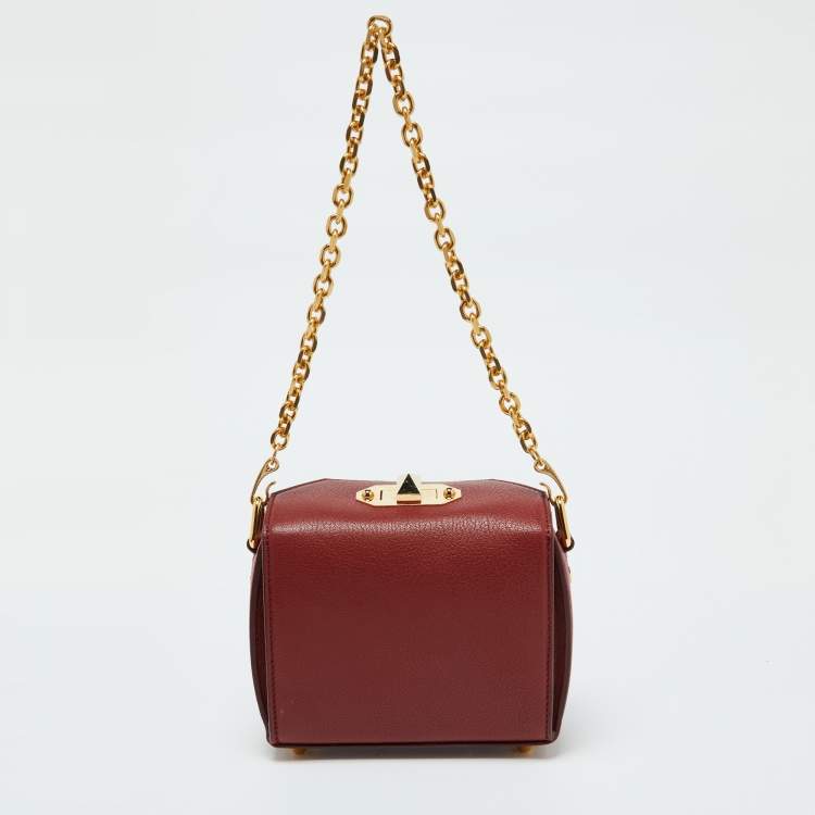Pre Owned Alexander McQueen Brick Brown Leather Box Crossbody Bag