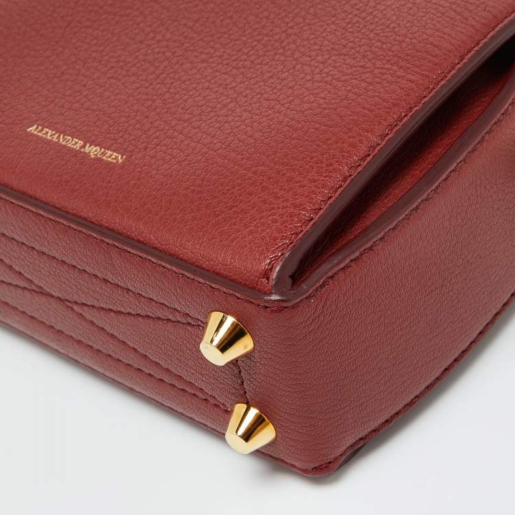 Pre Owned Alexander McQueen Brick Brown Leather Box Crossbody Bag