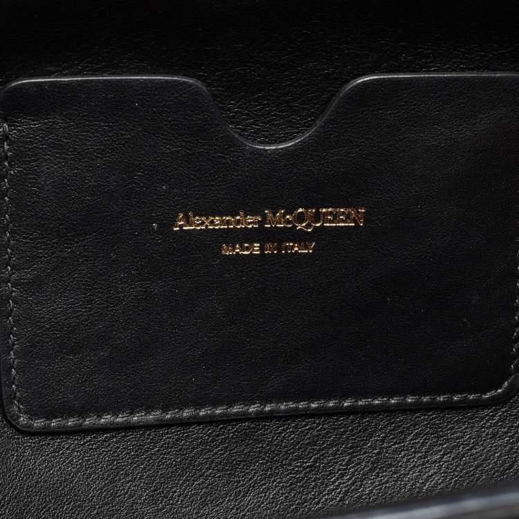 Pre Owned Alexander McQueen Black/Red Leather Signature Tote