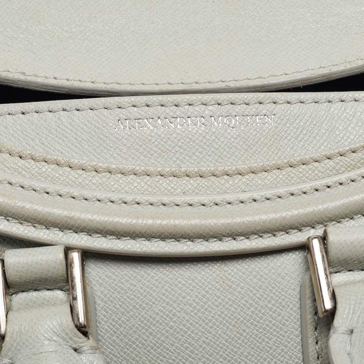 Pre Owned Alexander McQueen Light Blue Leather Mini Heroine Shoulder Bag
