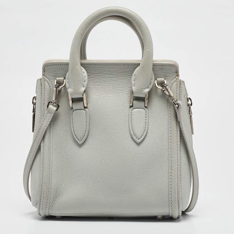 Pre Owned Alexander McQueen Light Blue Leather Mini Heroine Shoulder Bag