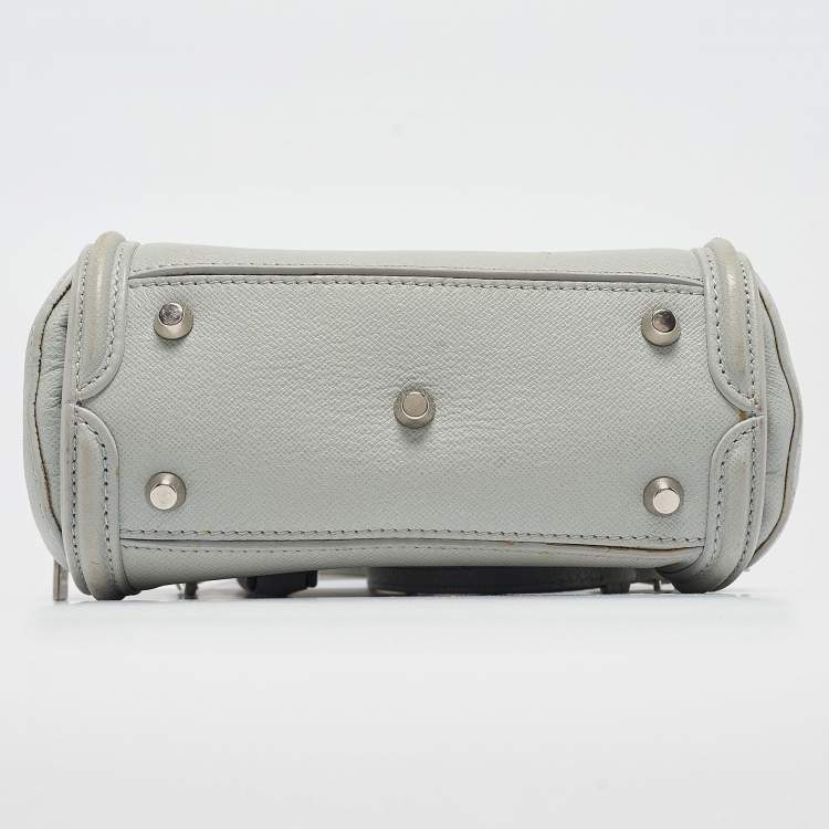 Pre Owned Alexander McQueen Light Blue Leather Mini Heroine Shoulder Bag