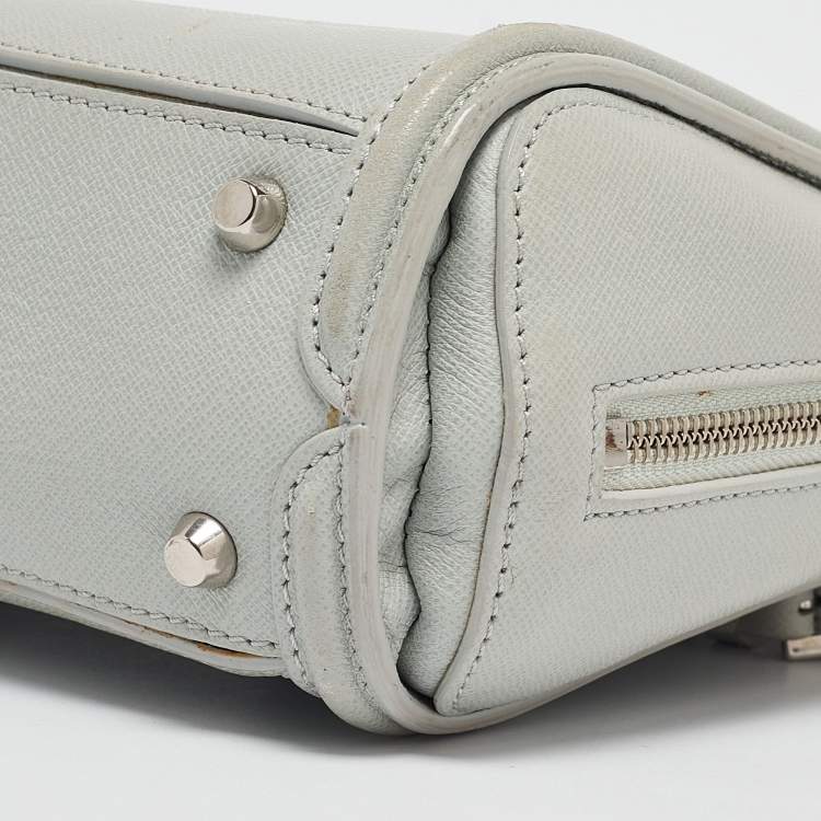 Pre Owned Alexander McQueen Light Blue Leather Mini Heroine Shoulder Bag