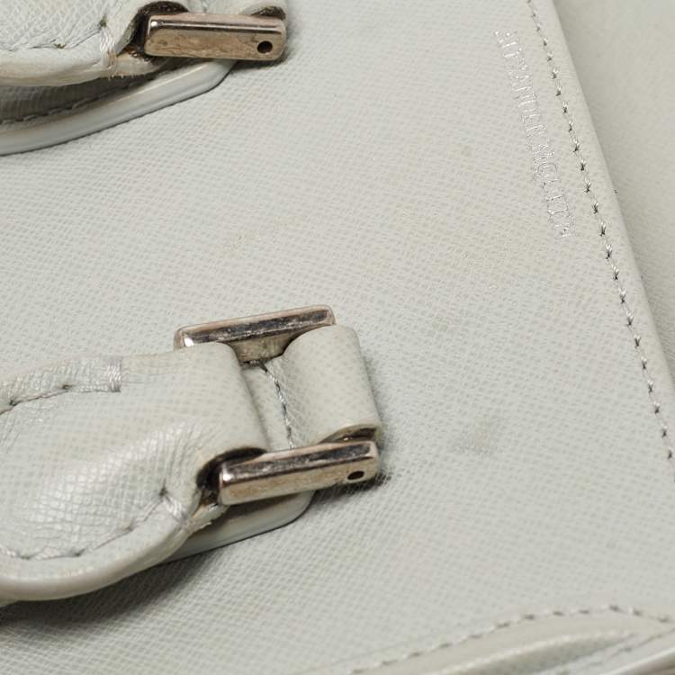 Pre Owned Alexander McQueen Light Blue Leather Mini Heroine Shoulder Bag