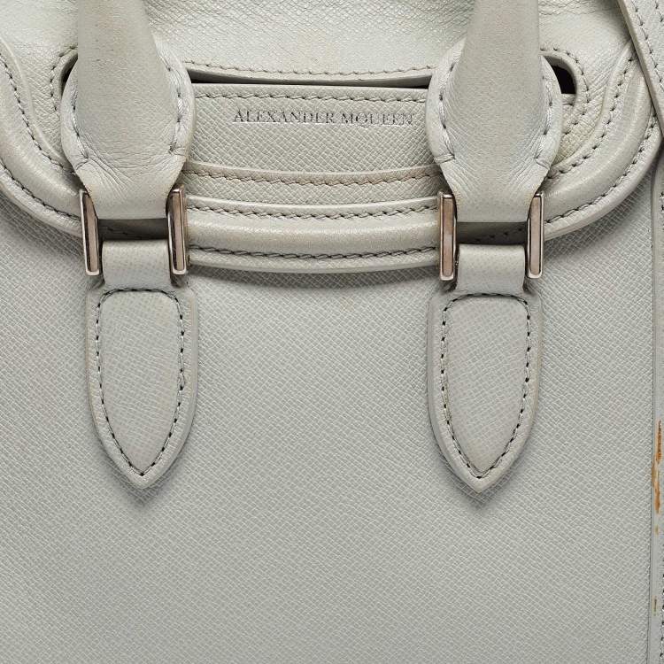 Pre Owned Alexander McQueen Light Blue Leather Mini Heroine Shoulder Bag