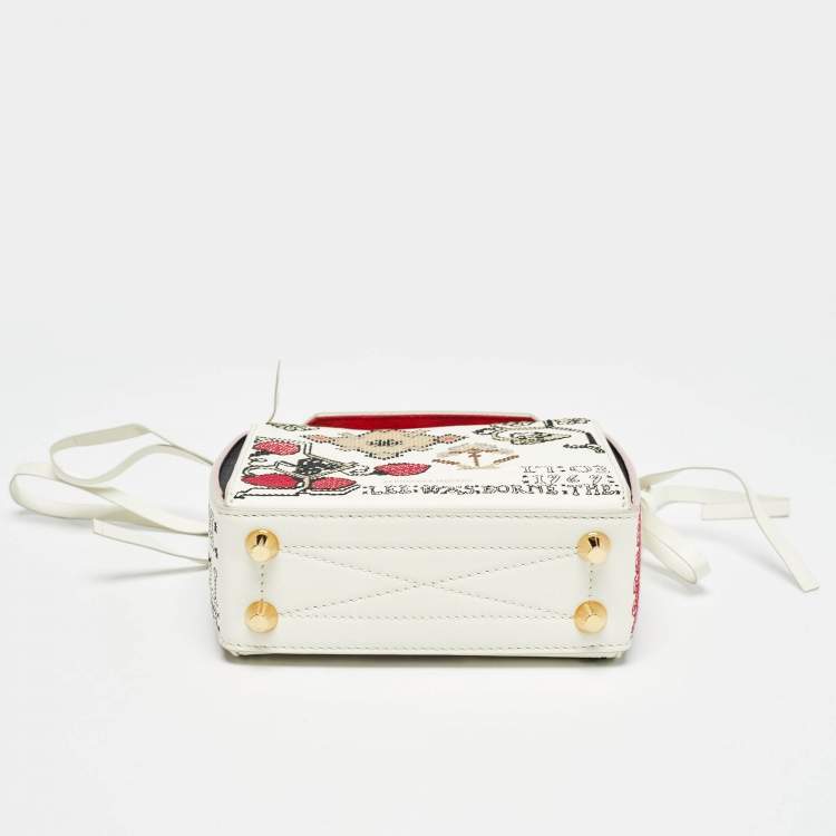 Pre Owned Alexander McQueen White/Multicolor Embroidered Leather Box 16 Shoulder Bag