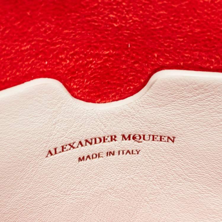 Pre Owned Alexander McQueen White/Multicolor Embroidered Leather Box 16 Shoulder Bag
